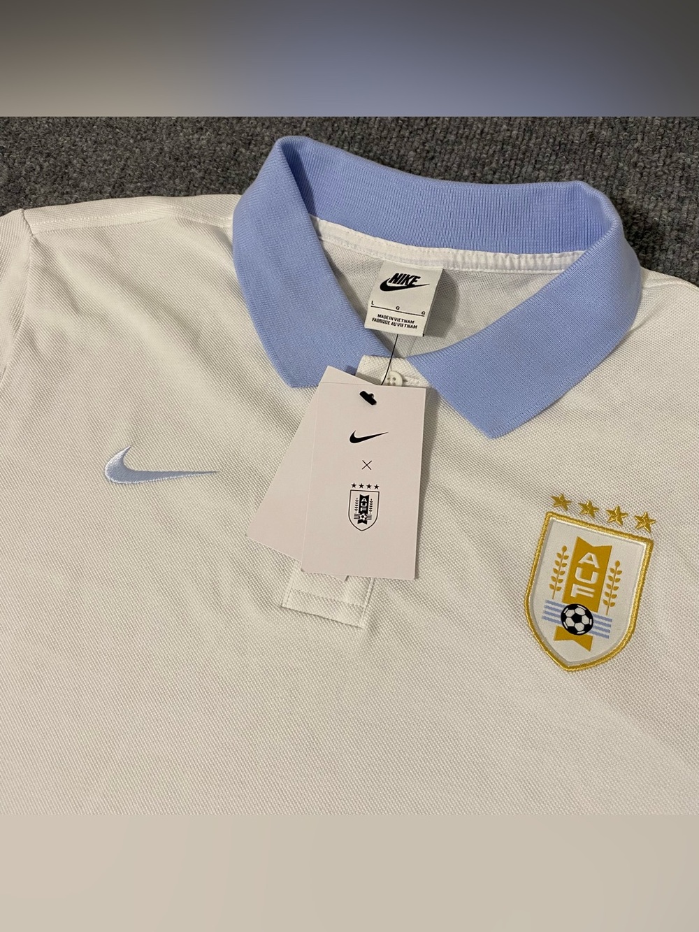 Nike Uruguay National Team White Polo Soccer AUF Men’s Large NWT